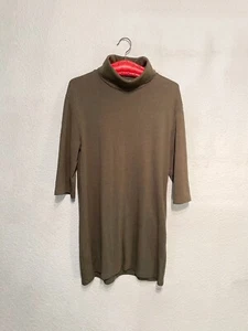 Winterkleid mit breitem Kragen, Rollkragen, khaki, Kastenform, Naturfarben, S M - Bild 1 von 5