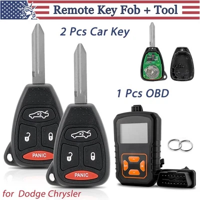 2x New Replacement Remote Key Fob 4 Button With Tool Kit For Chrysler Jeep Dodge - Image 1 of 4
