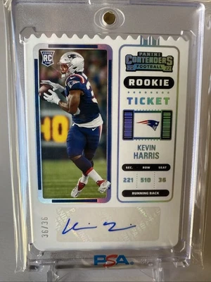 Kevin Harris 2022 Contenders Rookie Ticket Stub Die-Cut Jersey Match 36/36 Pats - Image 1 of 3