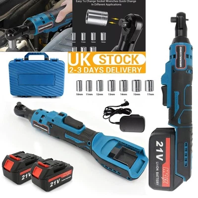 "3/8'' Cordless Electric Ratchet Wrench Kit – 90° Angle, 2 Batteries" - Image 1 of 4
