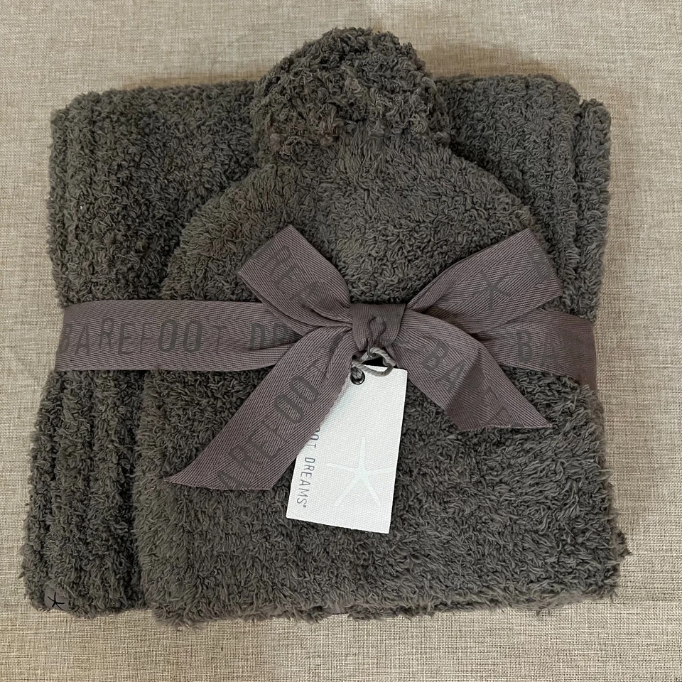 New! Barefoot Dreams Women’s Charcoal Beanie and Scarf Gift Set CozyChic - Image 1 of 1