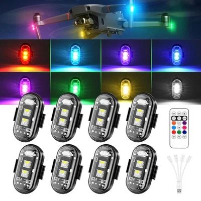 8PCS Wireless LED Strobe Lights Remote Control USB Charing for Car Motorcycle - Image 1 of 4