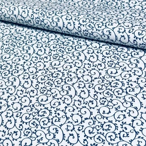 Connecting Threads Indigo Patchwork 6181 Ink Scrolls Blue White BY THE 1/2 YARD - Picture 1 of 6