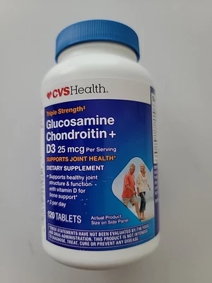 CVS Health Triple Strength Glucosamine Chondroitin +D3 25 Mcg 120 Tabs Exp 10/25 - Image 1 of 3