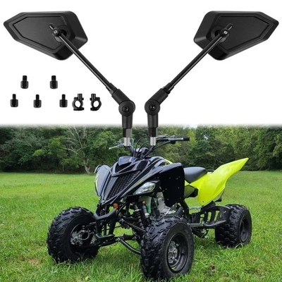 Пара зеркал заднего вида квадроцикла 8 мм + 10 мм + 7/8» зажим для Yamaha Raptor 700R 700 660R - Изображение 1 из 4