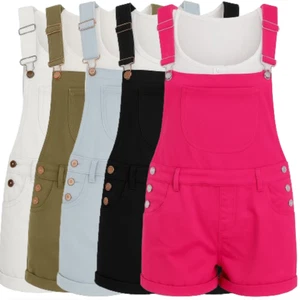 Dungarees Jumpsuit Ladies Women 90s Fashion Cotton Denim Playsuit Shorts Size - Picture 1 of 9