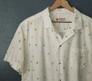 MOLLUSK California Button Up Shirt White Hawaiian Cotton Floral Summer NEW Sz XL - Picture 1 of 6
