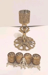 Vtg Sam Fink / Revlon Gold Filigree Vanity Lipstick Holders Hollywood Regency - Bild 1 von 10