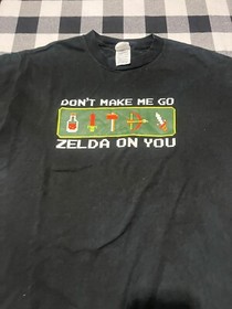 Vintage Legend of Zelda Don't Make Me Go Zelda On You Mens Medium Shirt NES