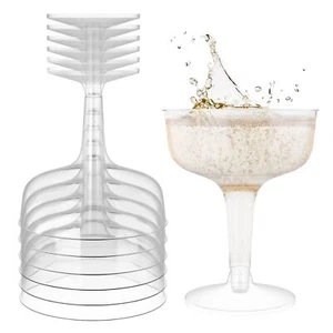 Plastic Champagne Party Glasses2 Piece Disposable 4 Oz Wine Cups 24 - Picture 1 of 9