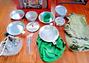 2 Vintage Boy Scouts BSA Mess Kits W/ Cover Strap Silverware Cooking Utensils ++ - Picture 1 of 8