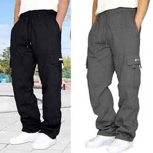 Mens Lightweight Elasticated Waist Cargo Trousers Combat Work Pants Joggers Pant - Picture 1 of 21