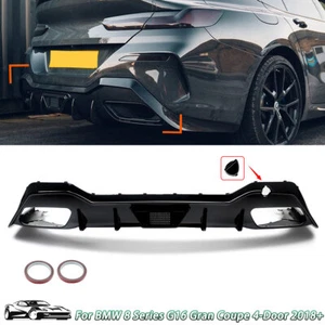 Glossy Black AC Style Rear Diffuser w/LED Light For BMW 8 Series G16 M Sport Lip - Picture 1 of 12