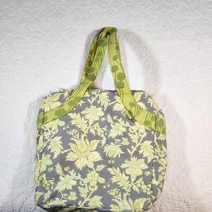 K & Company Travel Tote Amy Butler Green Gray Floral Fabric - Picture 1 of 11