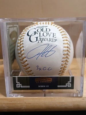 DEREK LEE Chicago Cubs '3x G.G' Guante de Oro Firmado Premio Logo Béisbol (JSA) Foto 1 de 4