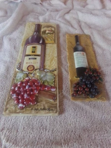 C. Winterle Olson Signed Vintage KITCHEN Wall Art 3D Tile Plaque - Set = 2 - Picture 1 of 5