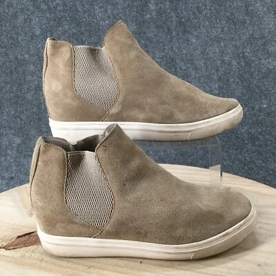 Botas Steve Madden Femininas 10 M Sultan Chelsea Botas de Tornozelo Bege Camurça Pull On - Imagem 1 de 4