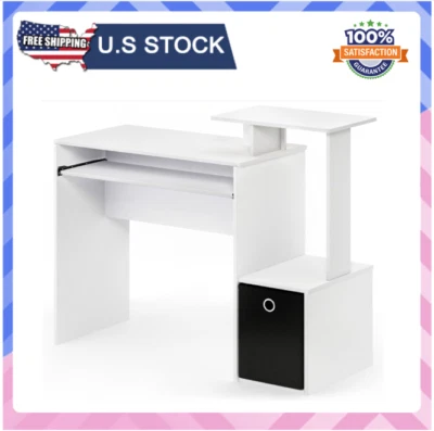 FURINNO Econ Multipurpose Home Office Computer Writing Desk, White/Black