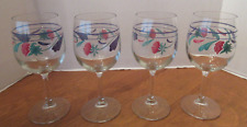 “POPPIES ON BLUE” Lenox 4 Goblets 10 Oz.- 7 ½” High (2 Sets Available)