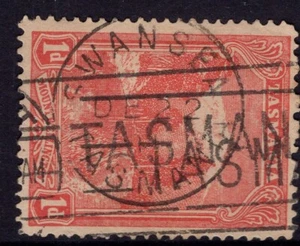 Tasmania SWANSEA CDS and machine pmk on 1d pictorial - Bild 1 von 1