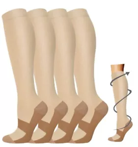 3pairs Compression Socks Women Men 20-30Mmhg Extra Wide Calf Knee High plus Size - Picture 1 of 12