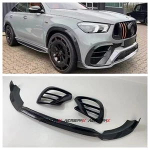 Black Front Lip Air Vent For Mercedes W167 C167 GLE450 GLE63 GLE53 Carbon Fiber - Picture 1 of 10