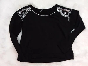 Divided Black Stud Rhinestone Detail Sweatshirt - Small  - Picture 1 of 4
