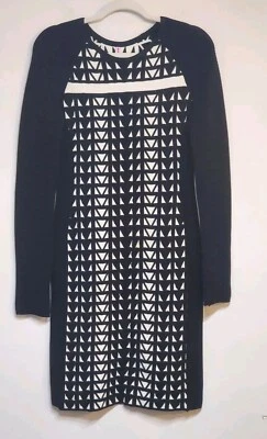 Faith Connexion Sweater Dress Size Small Geometric Jacquard Knit Black White - Image 1 of 4
