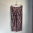 Zara Women's Printed Sarong Midi Skirt in Pink/Plum Size 2XL