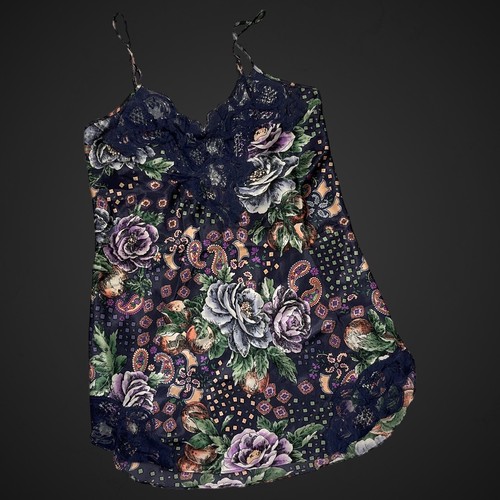 UNDERCOVER Victorias Secret mini abito slip floreale con spalline in seta vintage