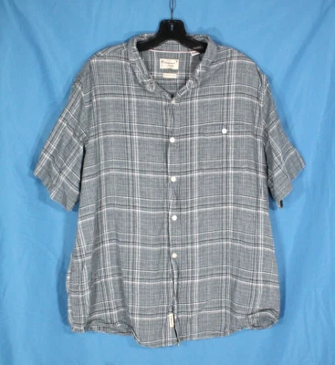 WEATHERPROOF VINTAGE Green/Gray WASHABLE LINEN Button-Up PLAID Men's SHIRT XL - Image 1 of 4