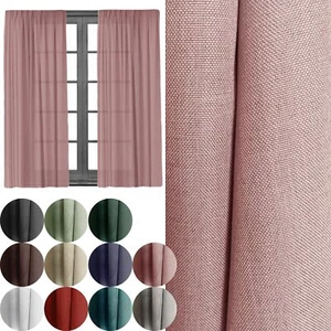 Leinen Gardine Vorhang 140x245 cm mit Kräuselband blickdicht - Dekoschal modern - Bild 1 von 84