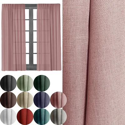 Leinen Gardine Vorhang 140x245 cm mit Kräuselband blickdicht - Dekoschal modern - Bild 1 von 4