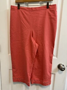 Alfred Dunner 16 Coral Capri Pants Elastic Back Waist Rivets At Hem Preowned - Picture 1 of 9