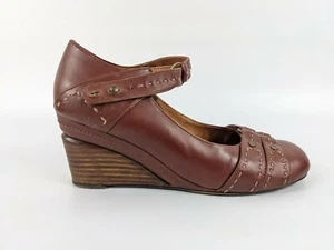 Office Brown Leather Wedge Heel Shoes Uk 4 Eu 37 - Picture 1 of 6