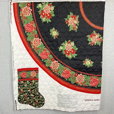 VIP Cranston Joyous Noel Quilted Tree Skirt Stockings Cut Sew 2 Panels - Image 1 of 4