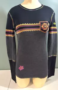 Alp N Rock Womens XS Neon Snowflake Graphic Print Long Sleeve T-Shirt Top - Picture 1 of 10