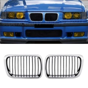 Paar Chrom Schwarz Kühlergrill Nieren Grill Einzelsteg Für BMW 3er E36 1997-1999 - Picture 1 of 11