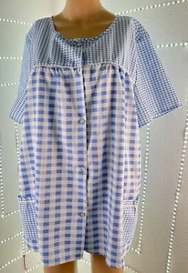 Lati Fashion Sleepwear Size XXL Top Blue White Gingham Check Lightweight - Picture 1 of 6
