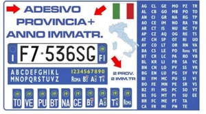 ADESIVI TARGA 2x PROVINCIA + 2x ANNO RIPRISTINO TARGHE AUTO/ MOTO MCTC ITALIANA - Picture 1 of 3