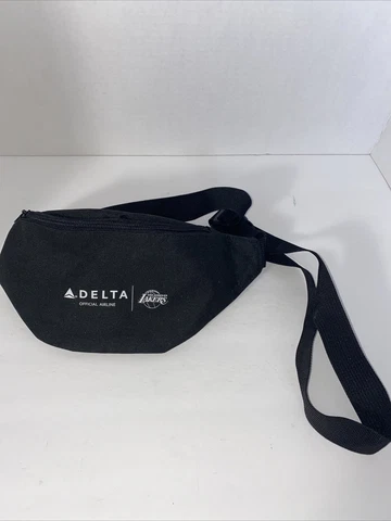 Los Angeles Lakers Fanny Pack Bag Black Logo Delta Official Airline 2 Pockets Cover