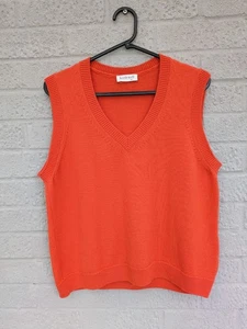 Kettlewell LL UK 16 Orange 100% Merino Wool Knitted Sleeveless Jumper Vest - Picture 1 of 10