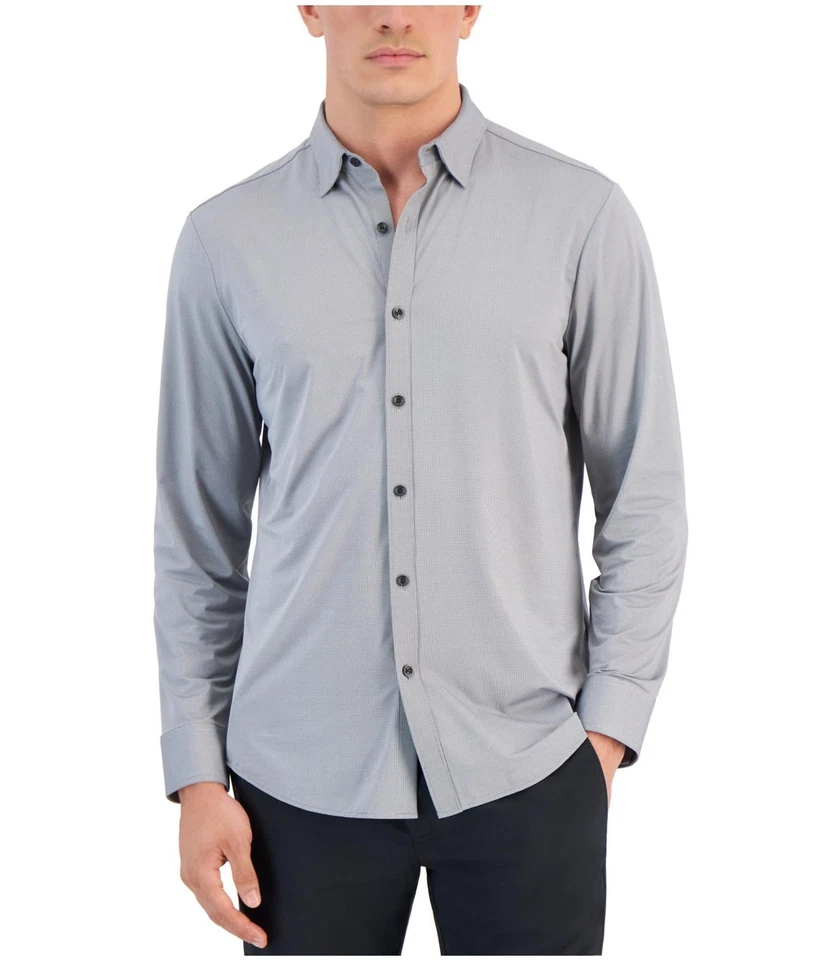 Camisa con botones teñida de hilo AlphaTech Alfani para hombre Foto 1 de 1