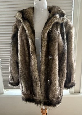 Abrigo de piel sintética vintage para mujer Tissavel Francia multi marrón manga larga talla M/L Foto 1 de 4