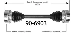 Empi 18-3/4 Inch Type 2 Complete Axle for 68-79 VW Bus - Each - 90-6903-C - Picture 1 of 1