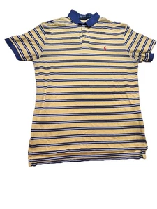 Polo Ralph Lauren Blue Yellow Striped Short Sleeve Shirt “L”Vintage 1980’s Tag - Picture 1 of 7