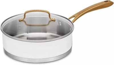 Cuisinart Stainless Steel Saute Pan Set 500F Matte White Gold Oven Broiler
