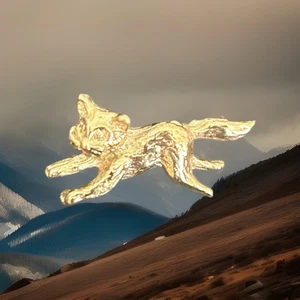 Vintage Gold Tone Running Fox Lapel Pin – Animal Wildlife Jewelry w/ Case - Picture 1 of 4