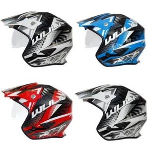 Wulfsport Aspect Open Face Trials Off Road Motorcycle Bike Helmet Black Red Blue - Picture 1 of 8