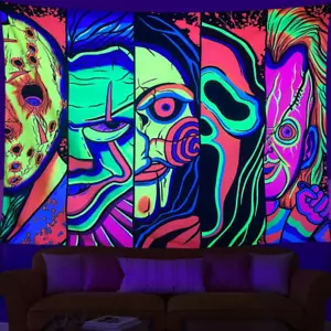 Black Light Tapestry - UV Reactive Glow in The Dark, 29” x 37”, Home Decor - Picture 1 of 6